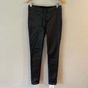 Dear John Black Coated Jeggings Pull On Drawstring Size 26